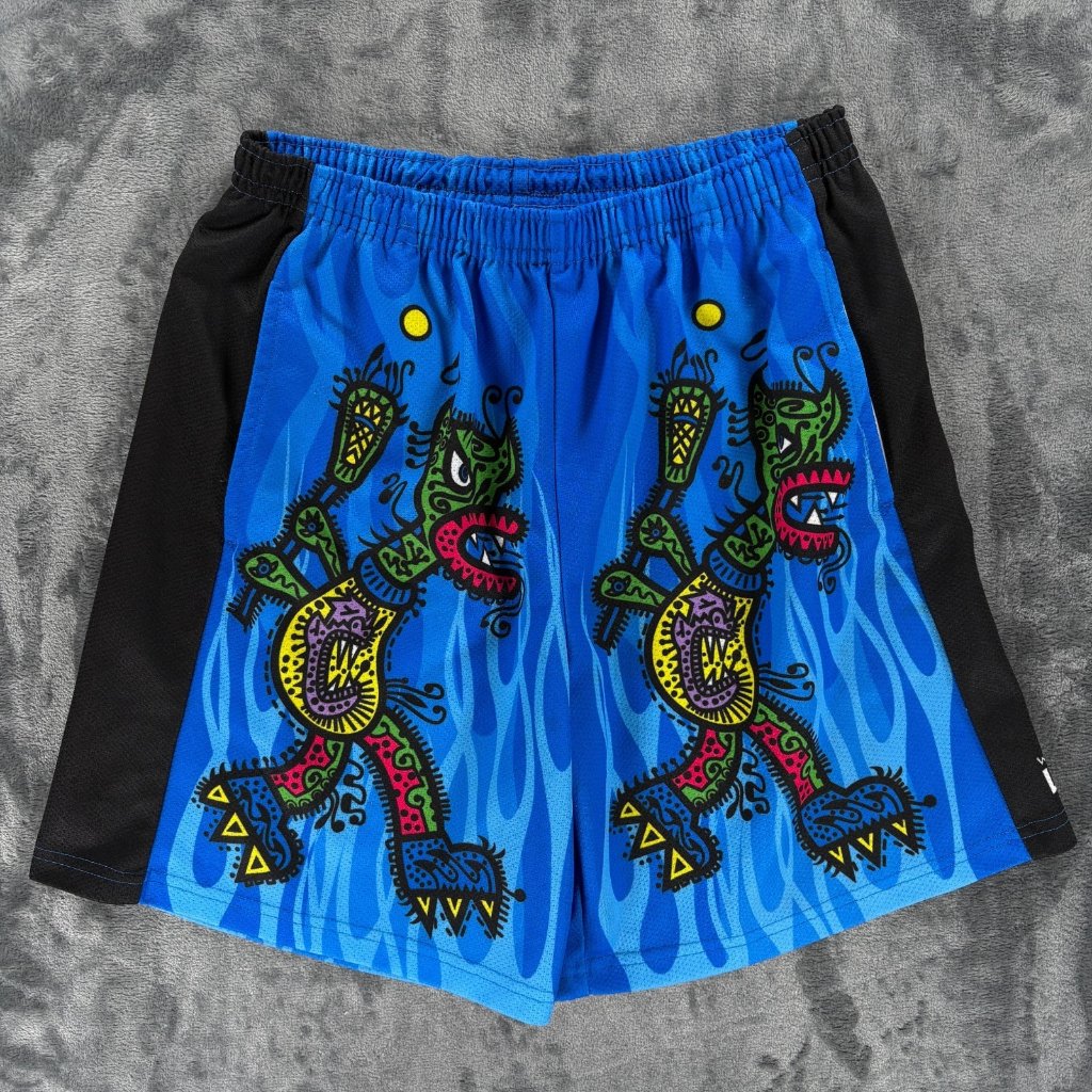 Wavedog Shorts Men Xl Lacrosse Athletic Blue Graphic Tribal Art Mesh Team